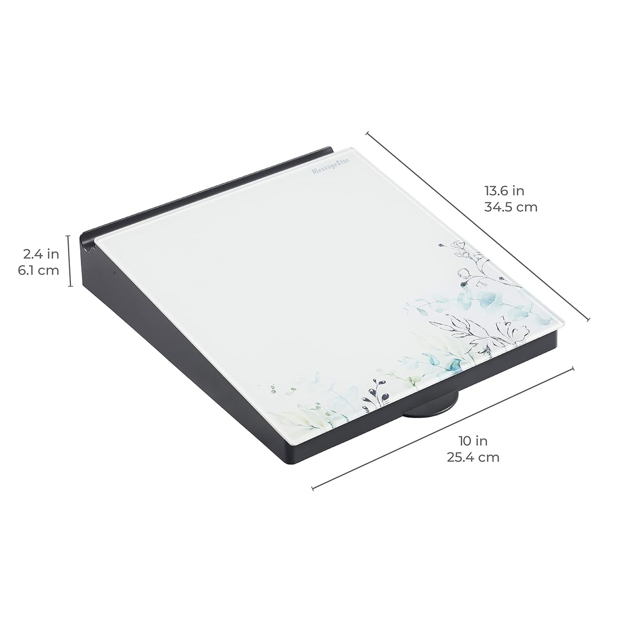 MessageStor Dry-Erase Glass Board Memo Station, Desk Organizer, White