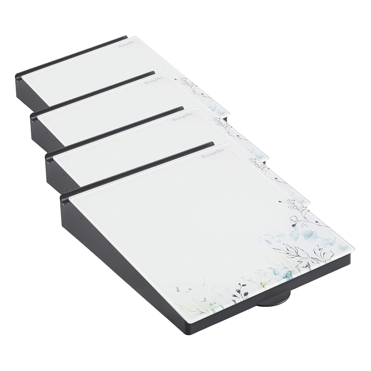 MessageStor Dry-Erase Glass Board Memo Station, Desk Organizer, White