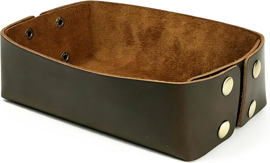 Leather Valet Tray Organizer for Men & Women Desktop Catchall Storage Tray for Entryway Table Key, Wallet, Watch, Coin Change, Phone, Dresser