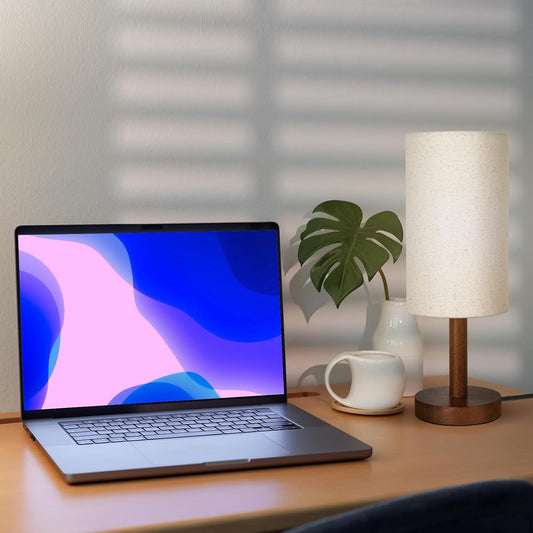Small Table Lamp，Nightstand Lamp Wood Base Bedside Lamp Plug in