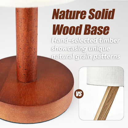 Small Table Lamp，Nightstand Lamp Wood Base Bedside Lamp Plug in