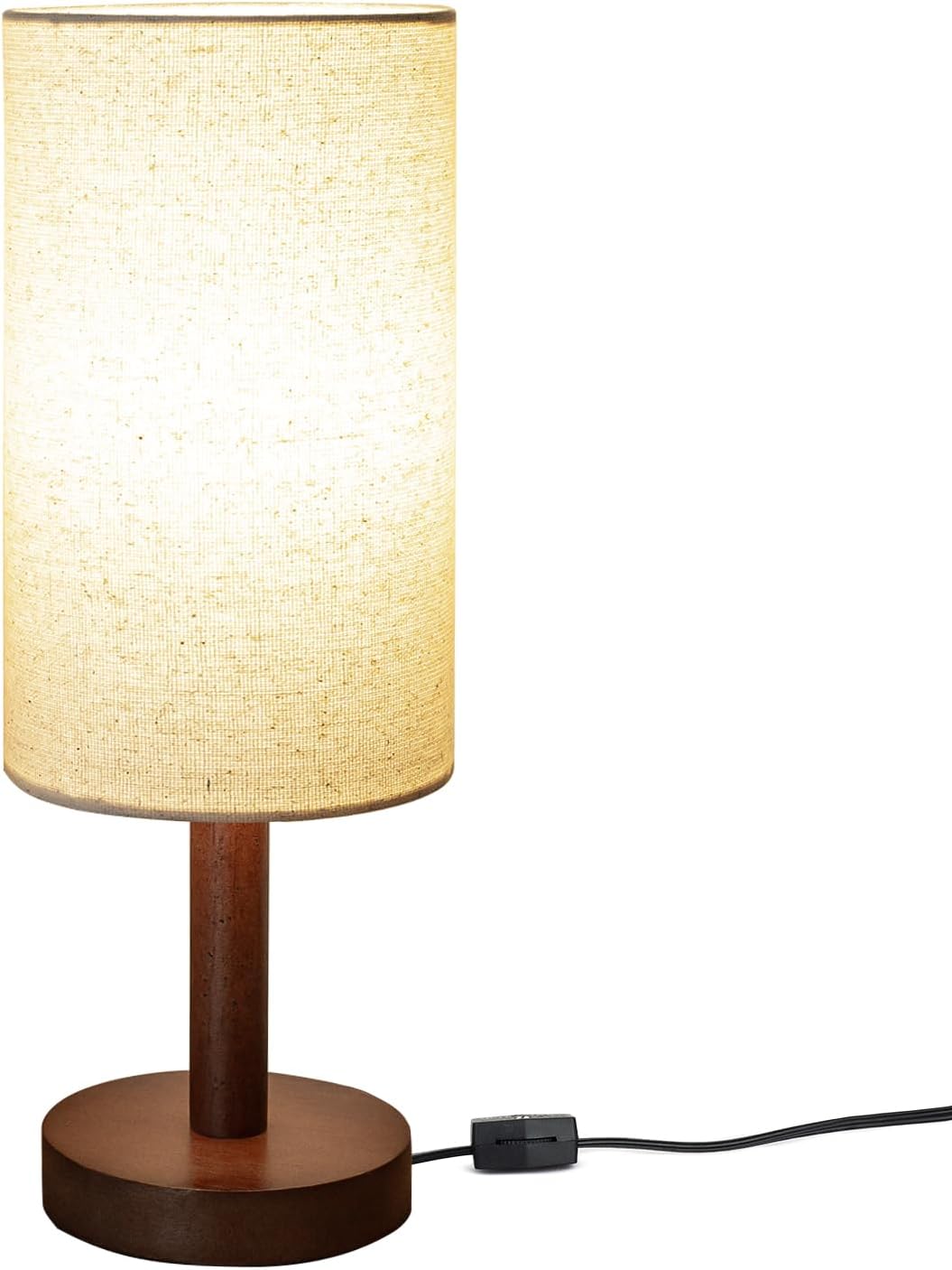 Small Table Lamp，Nightstand Lamp Wood Base Bedside Lamp Plug in