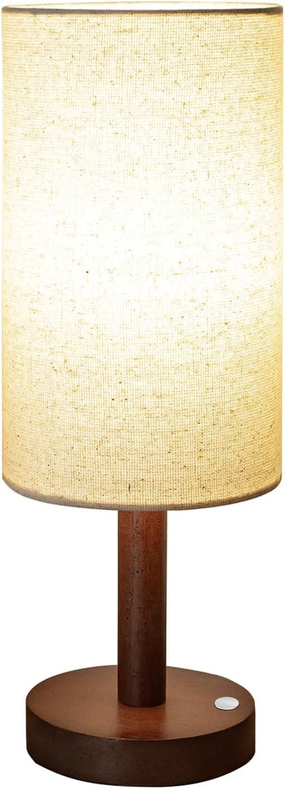 Small Table Lamp，Nightstand Lamp Wood Base Bedside Lamp Plug in