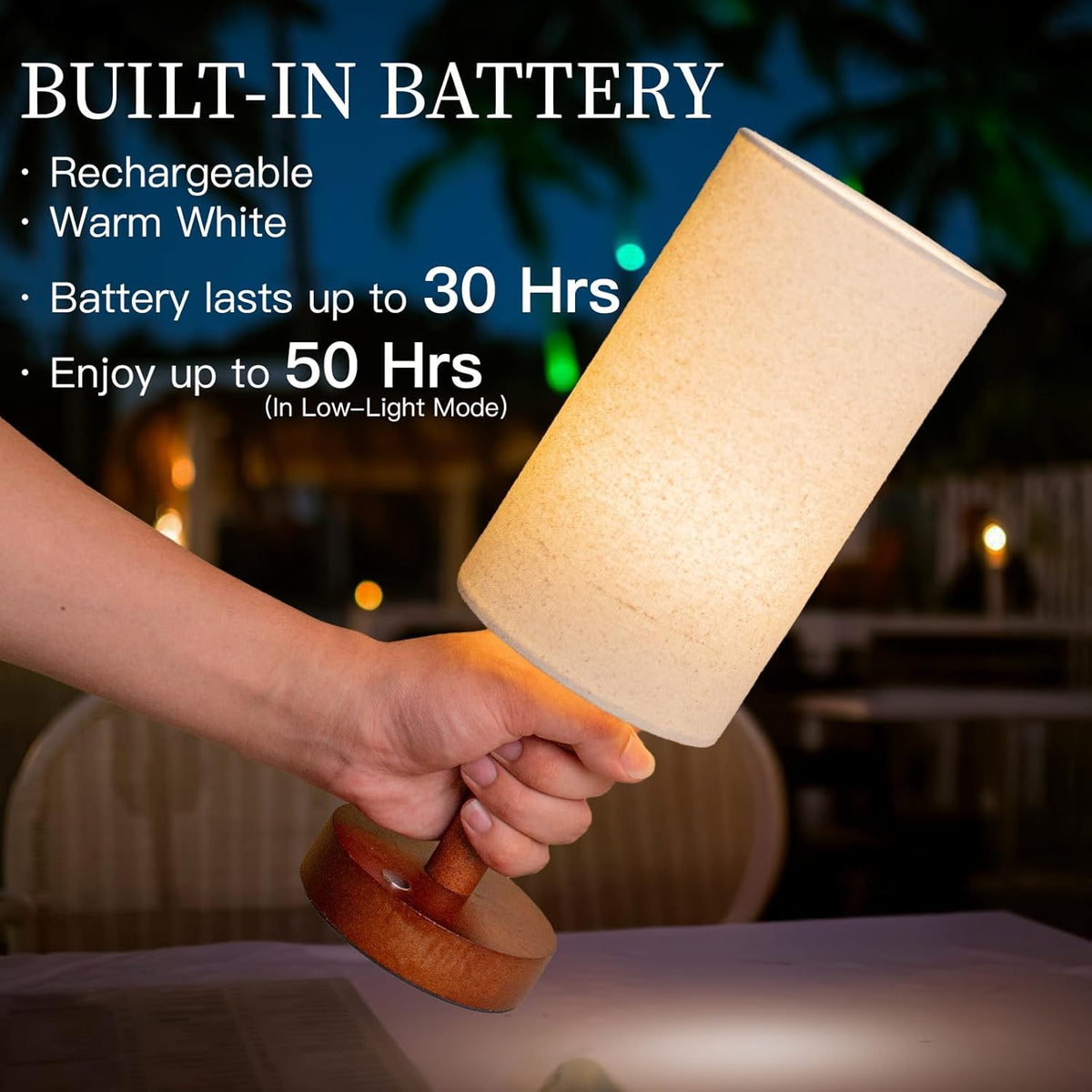 Small Table Lamp，Nightstand Lamp Wood Base Bedside Lamp Plug in