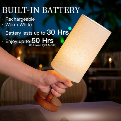 Small Table Lamp，Nightstand Lamp Wood Base Bedside Lamp Plug in