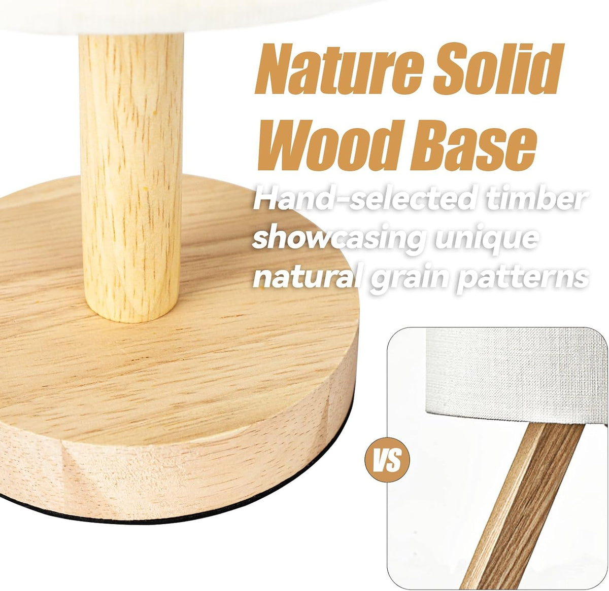 Small Table Lamp，Nightstand Lamp Wood Base Bedside Lamp Plug in