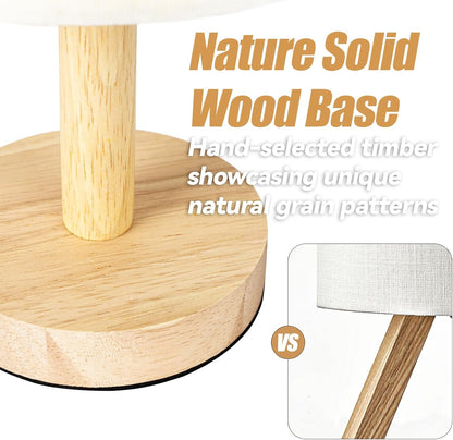 Small Table Lamp，Nightstand Lamp Wood Base Bedside Lamp Plug in