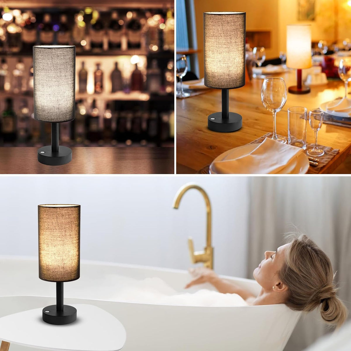 Small Table Lamp，Nightstand Lamp Wood Base Bedside Lamp Plug in