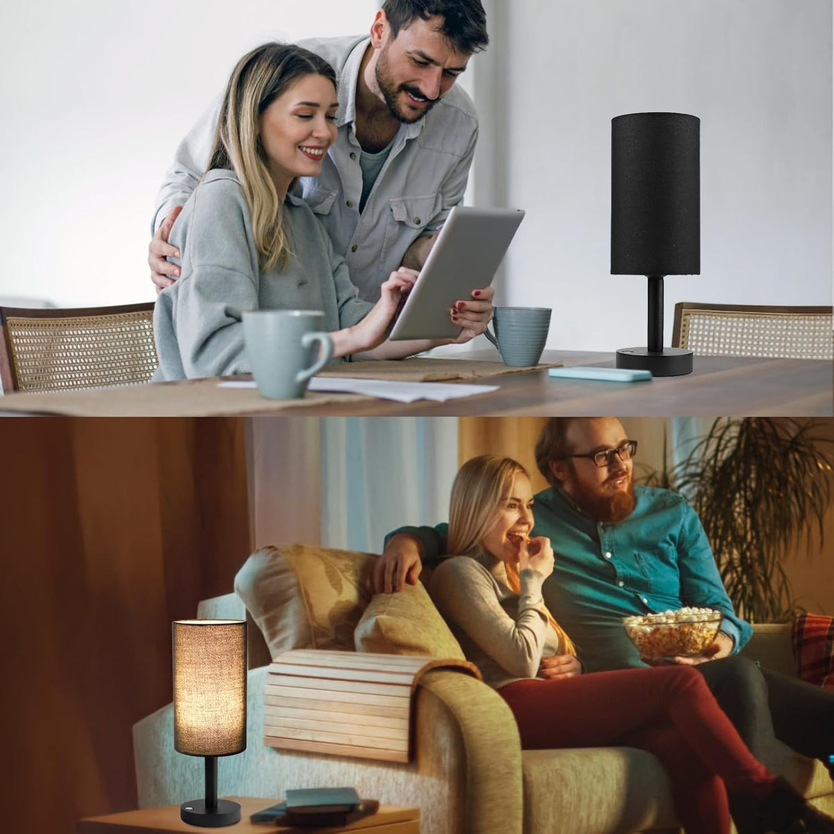 Small Table Lamp，Nightstand Lamp Wood Base Bedside Lamp Plug in