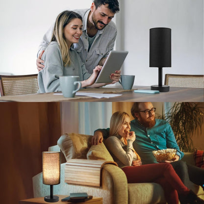 Small Table Lamp，Nightstand Lamp Wood Base Bedside Lamp Plug in