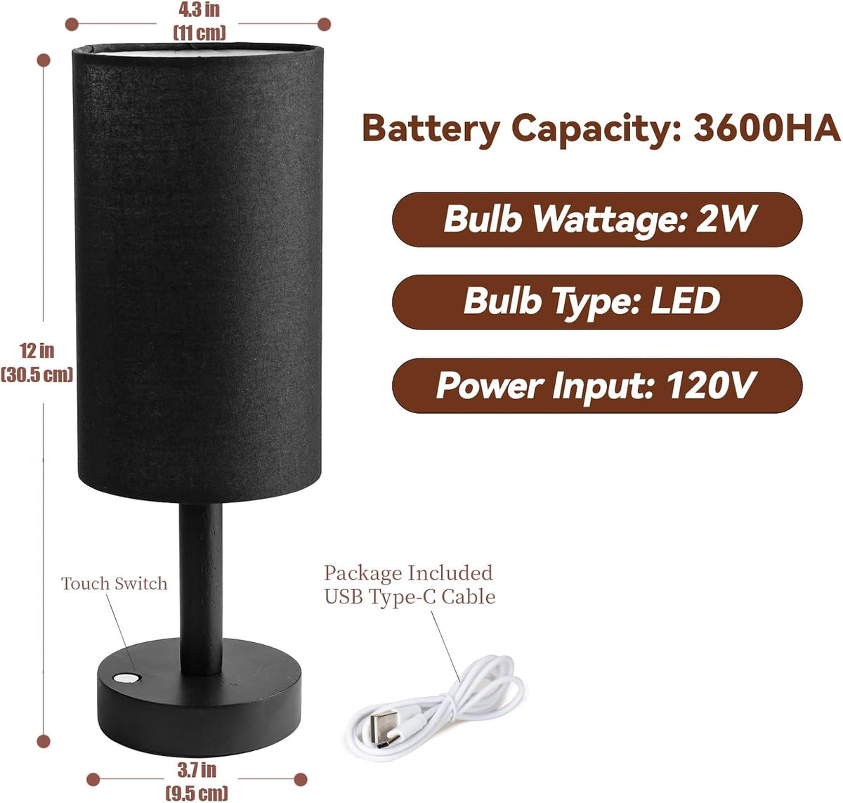 Small Table Lamp，Nightstand Lamp Wood Base Bedside Lamp Plug in