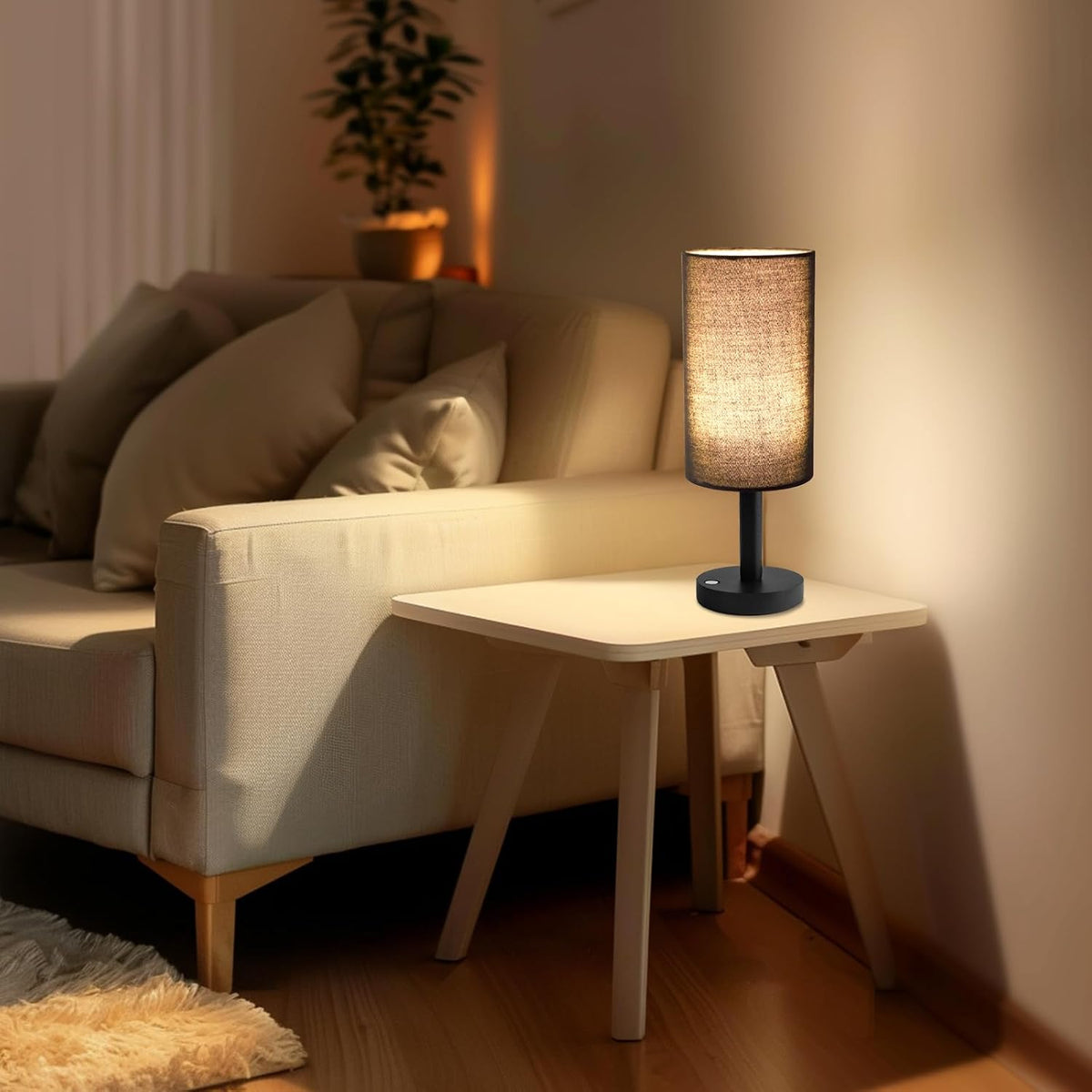 Small Table Lamp，Nightstand Lamp Wood Base Bedside Lamp Plug in