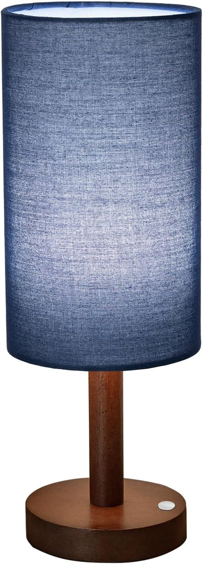 Small Table Lamp，Nightstand Lamp Wood Base Bedside Lamp Plug in