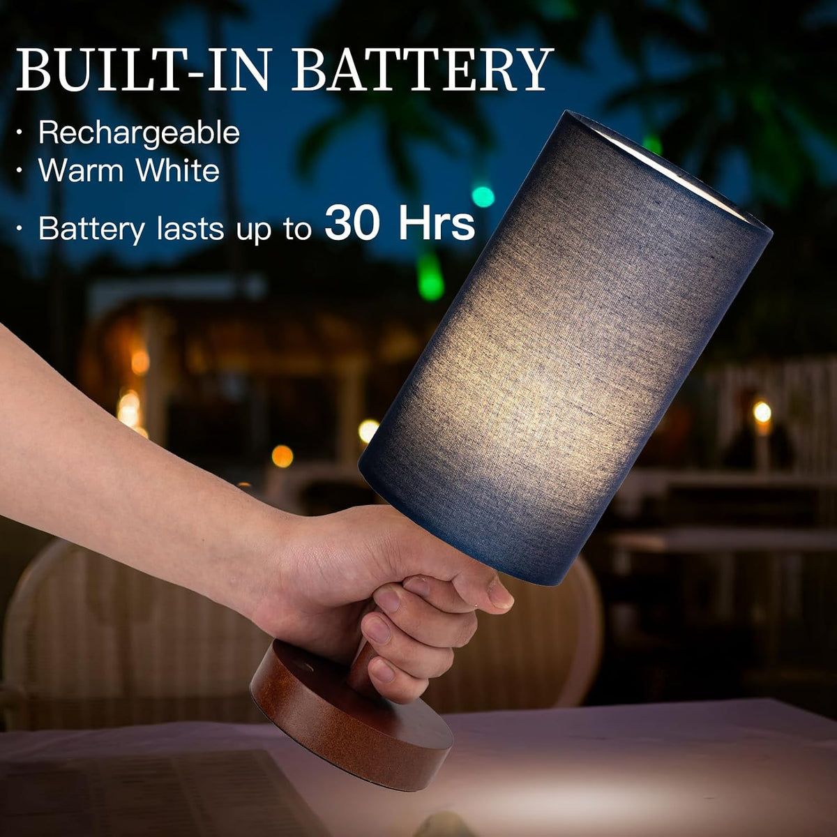 Small Table Lamp，Nightstand Lamp Wood Base Bedside Lamp Plug in