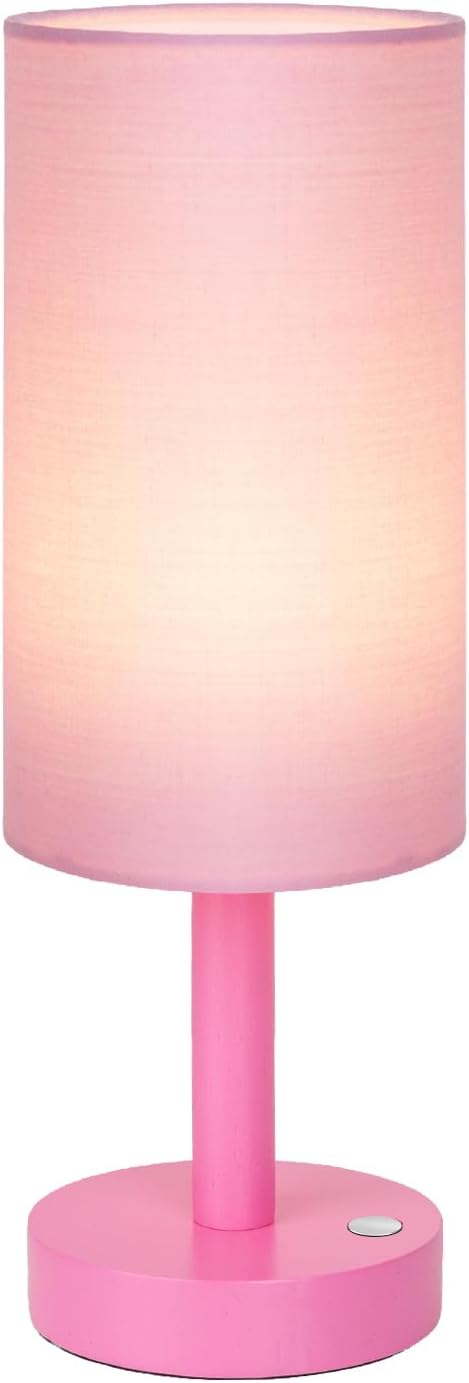 Small Table Lamp，Nightstand Lamp Wood Base Bedside Lamp Plug in