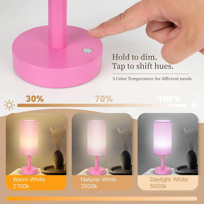 Small Table Lamp，Nightstand Lamp Wood Base Bedside Lamp Plug in