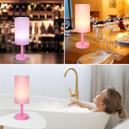 Small Table Lamp，Nightstand Lamp Wood Base Bedside Lamp Plug in