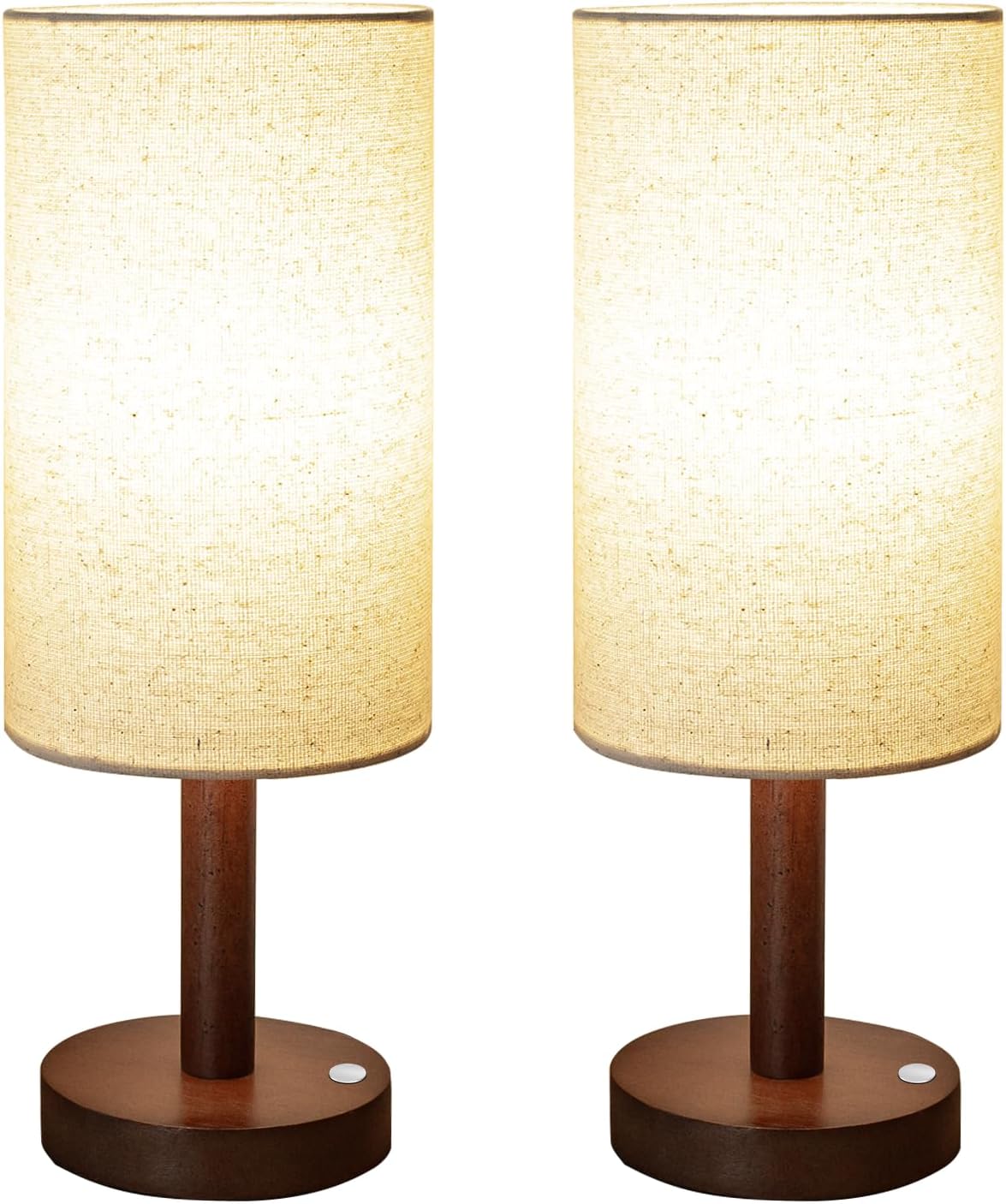 Small Table Lamp，Nightstand Lamp Wood Base Bedside Lamp Plug in