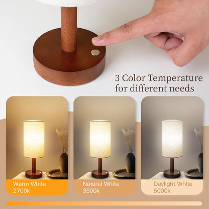 Small Table Lamp，Nightstand Lamp Wood Base Bedside Lamp Plug in