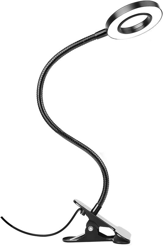 Desk Lamp Clip on Light for Bed Book Reading (Black)