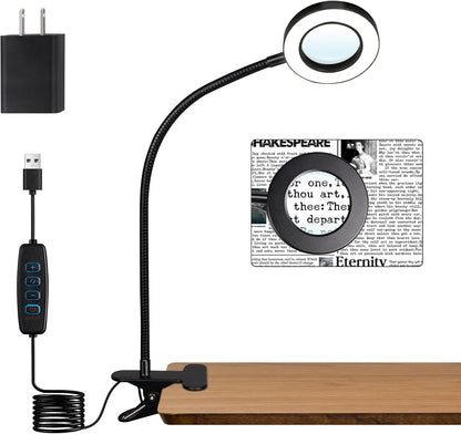 Desk Lamp Clip on Light for Bed Book Reading (Black)