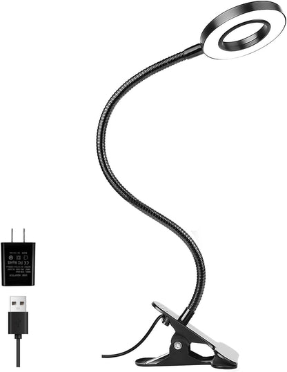 Desk Lamp Clip on Light for Bed Book Reading (Black)