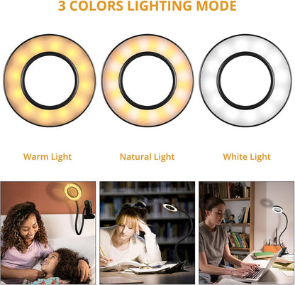 Desk Lamp Clip on Light for Bed Book Reading (Black)