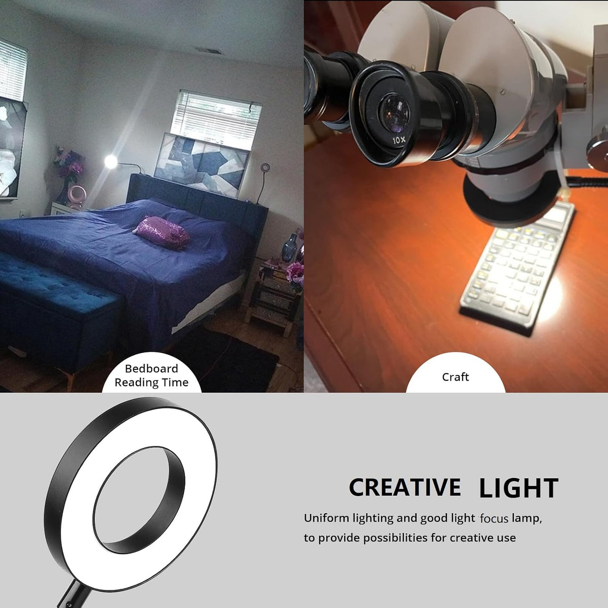 Desk Lamp Clip on Light for Bed Book Reading (Black)
