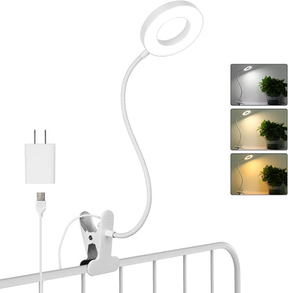 Desk Lamp Clip on Light for Bed Book Reading (Black)
