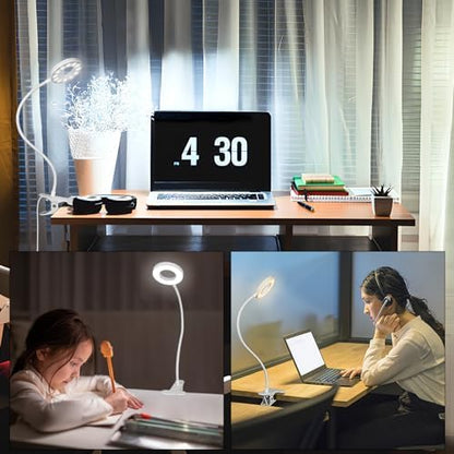 Desk Lamp Clip on Light for Bed Book Reading (Black)