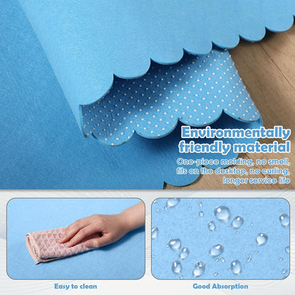 35 x 16.5 Inch Felt Desk Mat with Scalloped Edges, Large Felt Mouse Pad Non Slip Scalloped Computer Laptop Desktop Pad for Keyboard and Mouse Home Office(Gray)