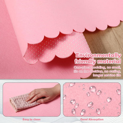35 x 16.5 Inch Felt Desk Mat with Scalloped Edges, Large Felt Mouse Pad Non Slip Scalloped Computer Laptop Desktop Pad for Keyboard and Mouse Home Office(Gray)