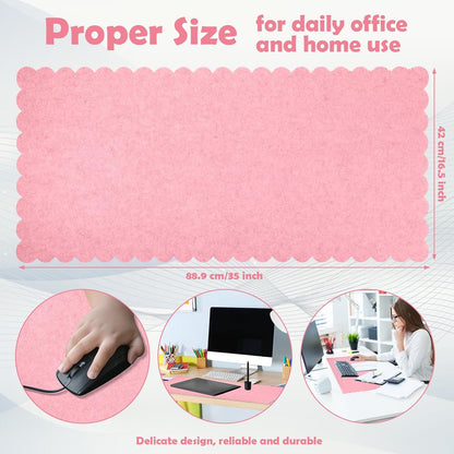 35 x 16.5 Inch Felt Desk Mat with Scalloped Edges, Large Felt Mouse Pad Non Slip Scalloped Computer Laptop Desktop Pad for Keyboard and Mouse Home Office(Gray)