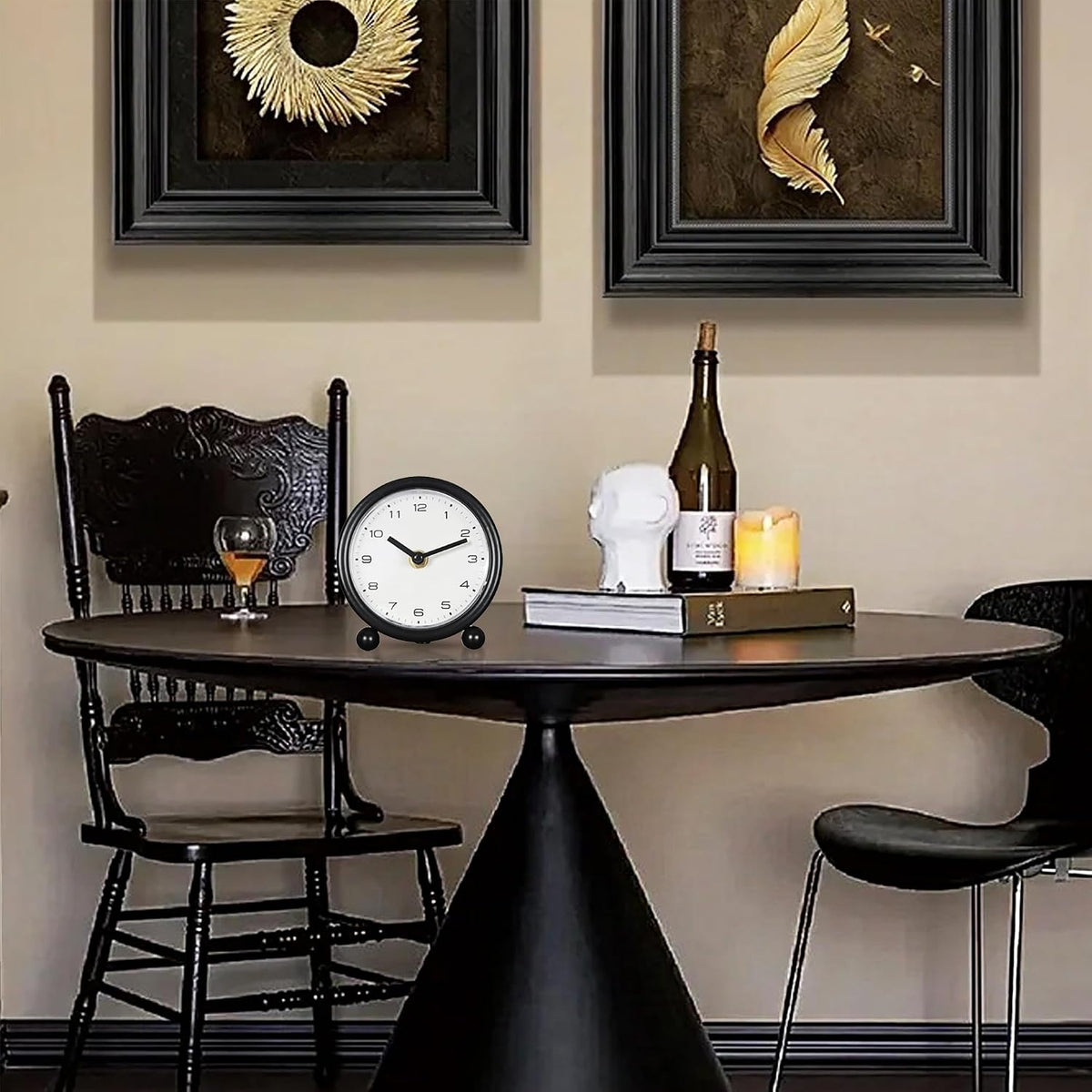 5.1" Retro Desk Clock, Black