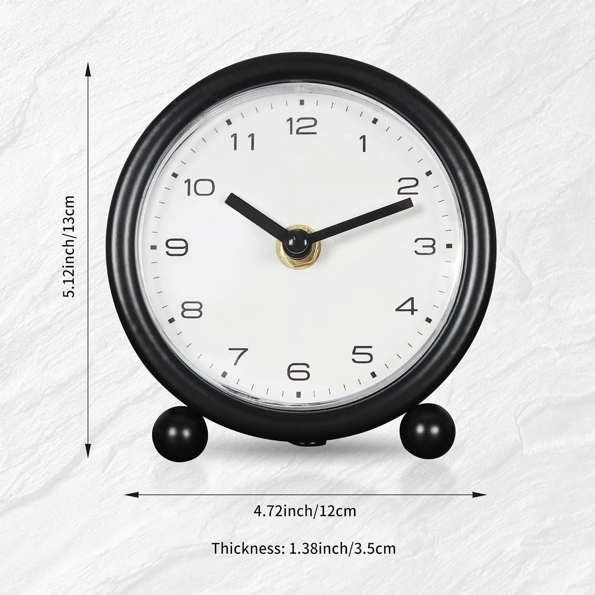 5.1" Retro Desk Clock, Black