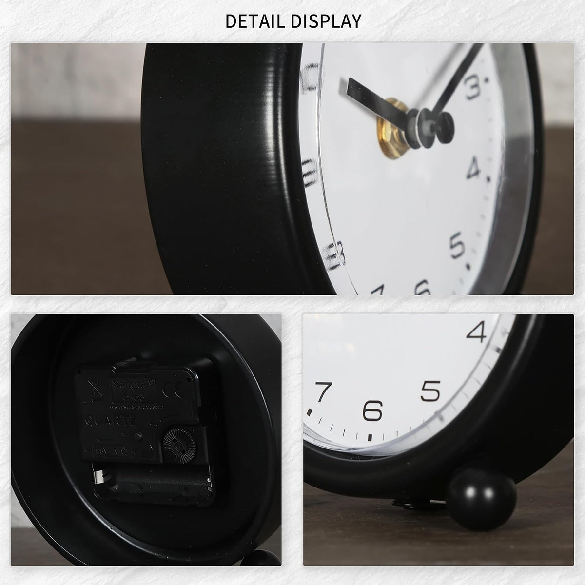 5.1" Retro Desk Clock, Black