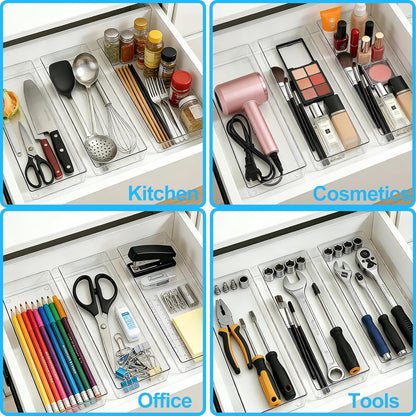 Manalete 15 Pcs Clear Plastic Drawer Organizer, Makeup & Vanity Organizer