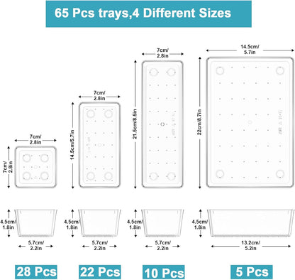 Manalete 15 Pcs Clear Plastic Drawer Organizer, Makeup & Vanity Organizer