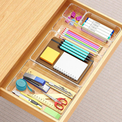 Manalete 15 Pcs Clear Plastic Drawer Organizer, Makeup & Vanity Organizer