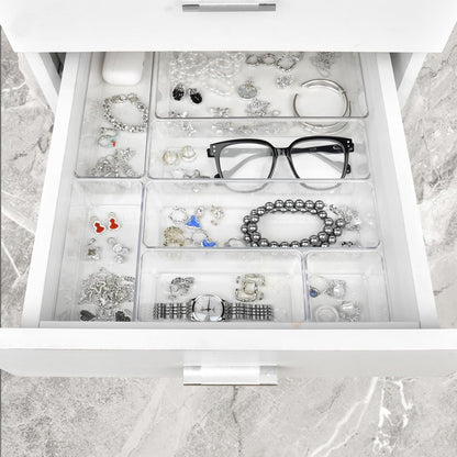 Manalete 15 Pcs Clear Plastic Drawer Organizer, Makeup & Vanity Organizer