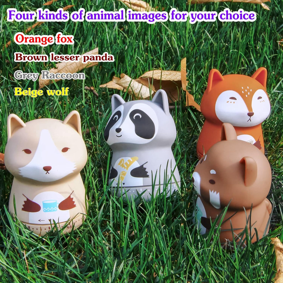 Mechanical Kitchen Timer, Cute Animal Wind Up 60 Minutes Manual Countdown for Kids, Classroom, Home, Study and Cooking (Orange Fox)