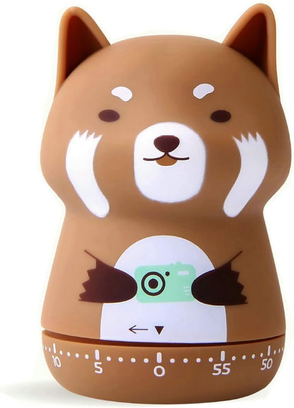 Mechanical Kitchen Timer, Cute Animal Wind Up 60 Minutes Manual Countdown for Kids, Classroom, Home, Study and Cooking (Orange Fox)