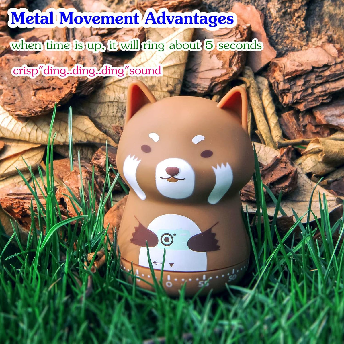 Mechanical Kitchen Timer, Cute Animal Wind Up 60 Minutes Manual Countdown for Kids, Classroom, Home, Study and Cooking (Orange Fox)