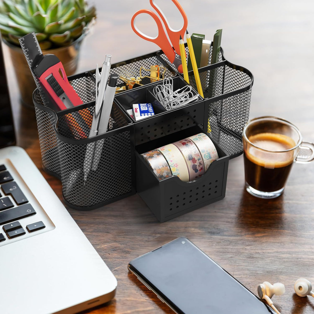 Desk Organizers Pen Holder Office Caddy Storage, Black