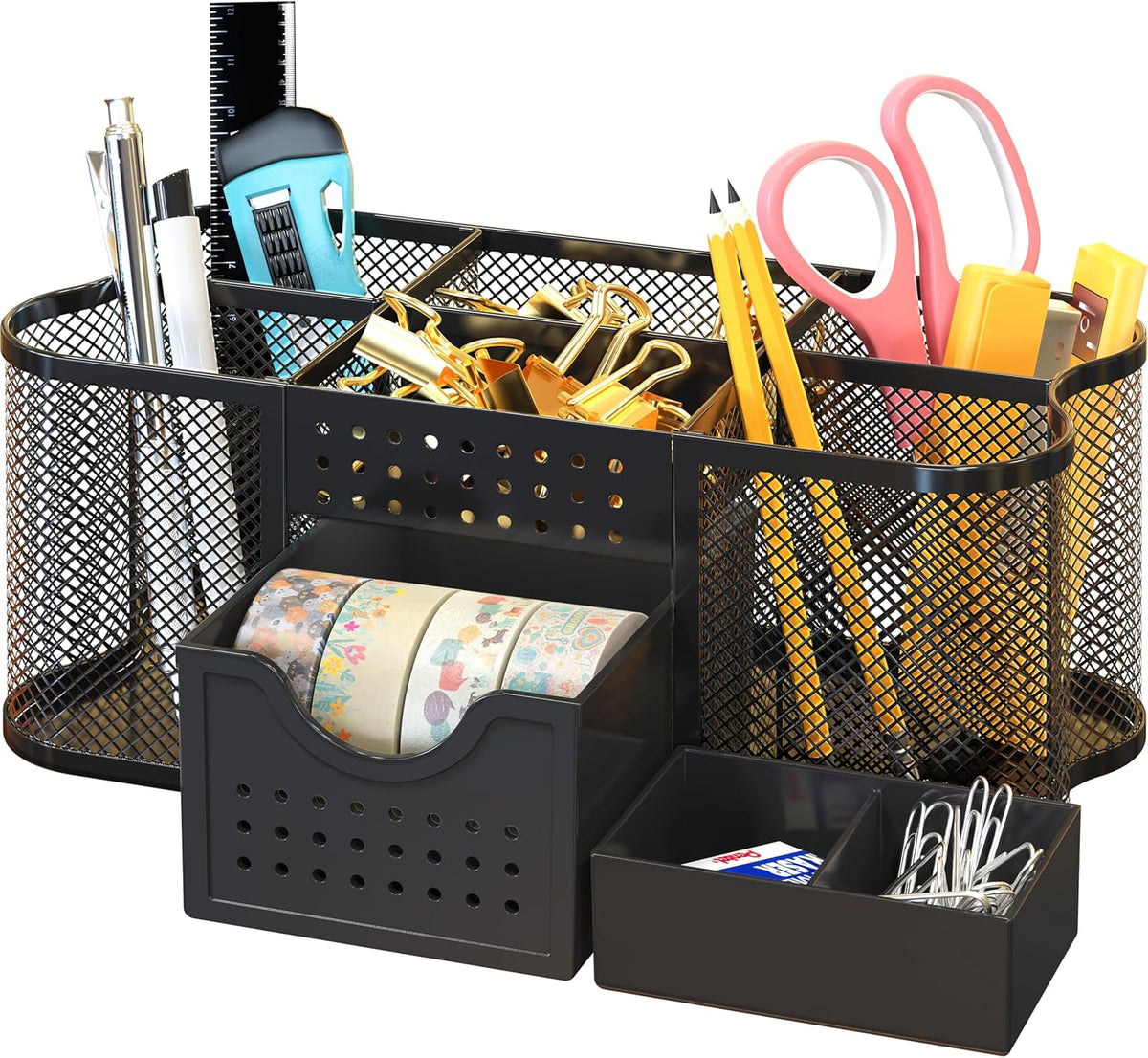 Desk Organizers Pen Holder Office Caddy Storage, Black