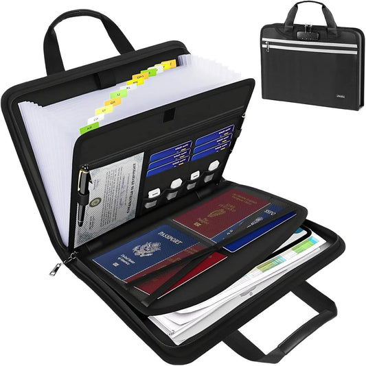 Fireproof Accordion File Organizer with Lock, 13 Pocket Document Folder