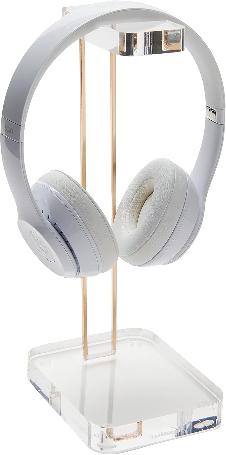 Acrylic Headphone Stand with Gold Hardware, Clear