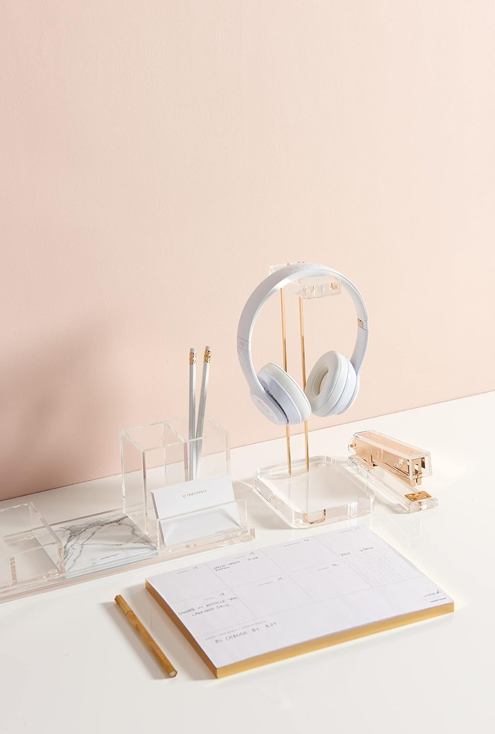 Acrylic Headphone Stand with Gold Hardware, Clear