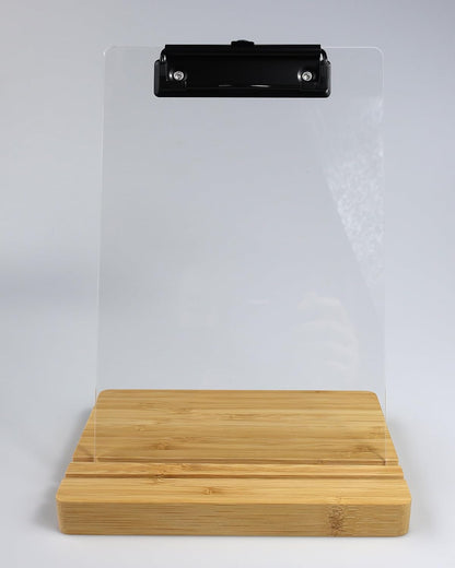 A5 Half Letter Clipboard with Stand,Clear Acrylic Freestanding Memo Size Clipboards,Document Typing Paper Stand,Menu Display Board,Receipt Holder (6"×9")