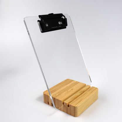 A5 Half Letter Clipboard with Stand,Clear Acrylic Freestanding Memo Size Clipboards,Document Typing Paper Stand,Menu Display Board,Receipt Holder (6"×9")